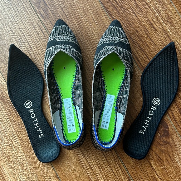 Rothy’s The Point Golden Shimmer (Black x Rose Gold) size 6.5 EUC - Picture 8 of 9